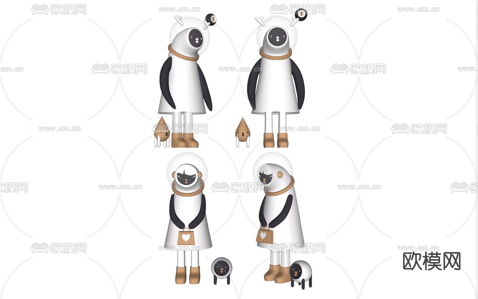 现代轻奢雕塑摆件su模型下载（渲染图2）