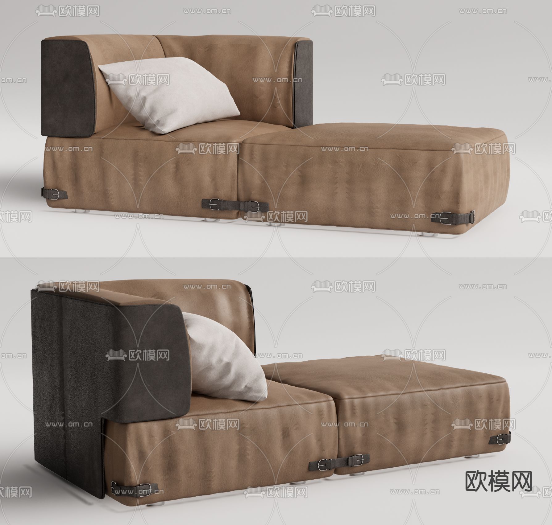 FENDI CASA现代皮革贵妃椅su模型下载（渲染图1）