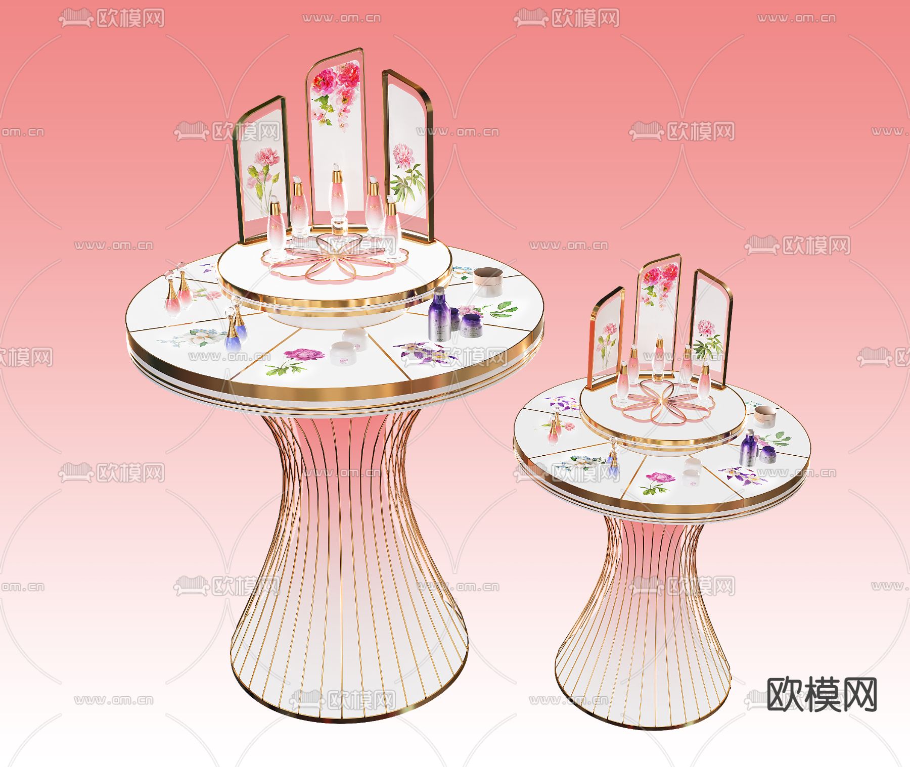 现代护肤美容陈列展示道具架3d模型下载（渲染图2）