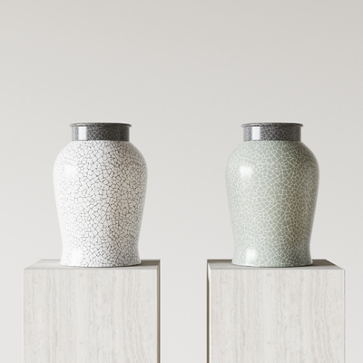  新中式釉面罐子su模型 