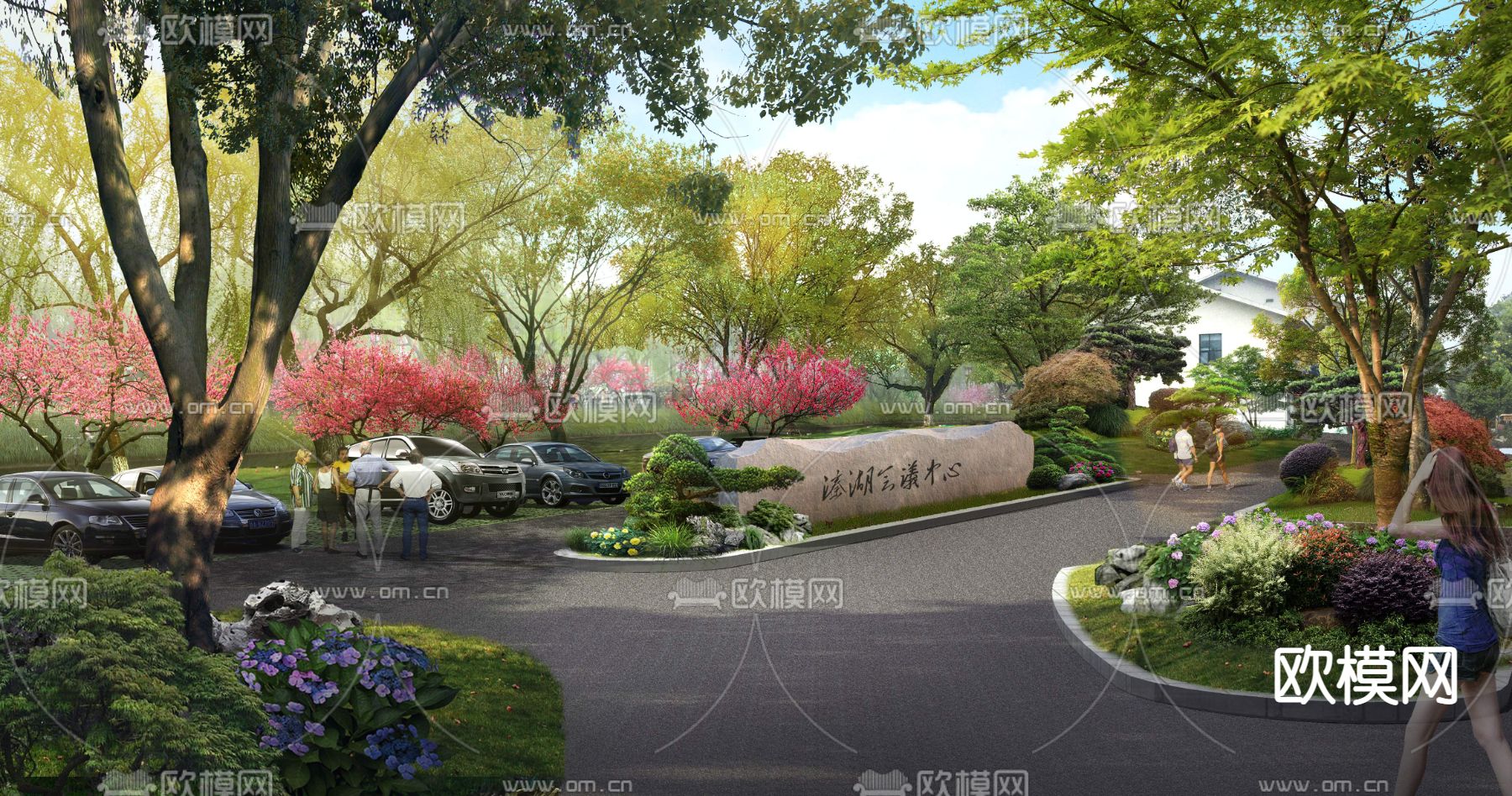 现代停车场景观psd下载