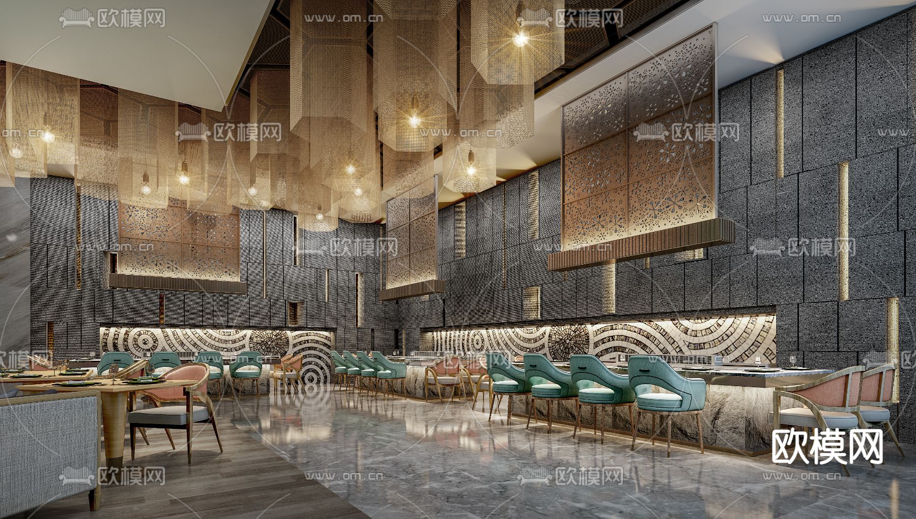 现代酒店自助餐厅3d模型
