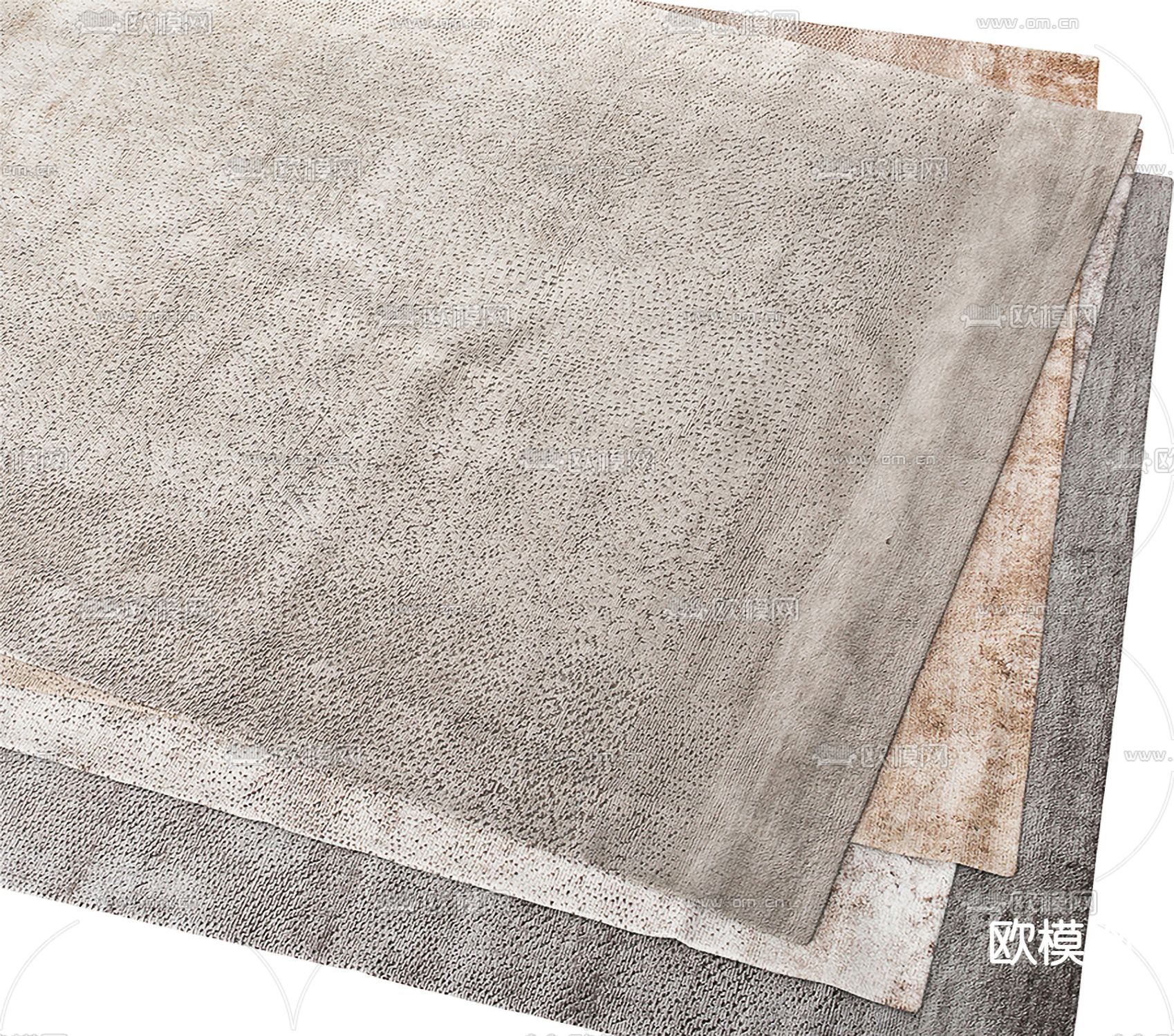 Molteni&C 现代灰色布艺地毯3d模型下载