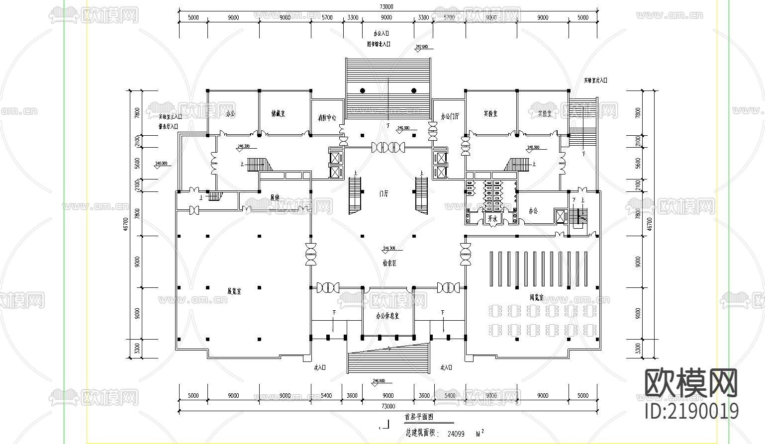 高校综合楼cad施工图下载（渲染图2）