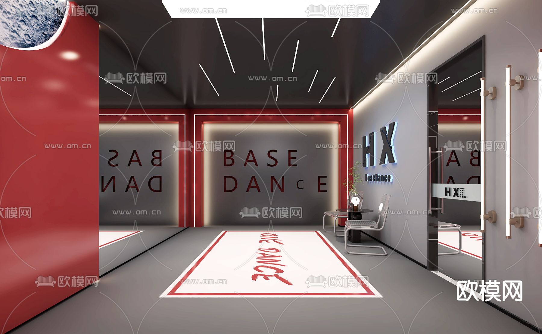 现代舞蹈学校教室3d模型下载（渲染图1）
