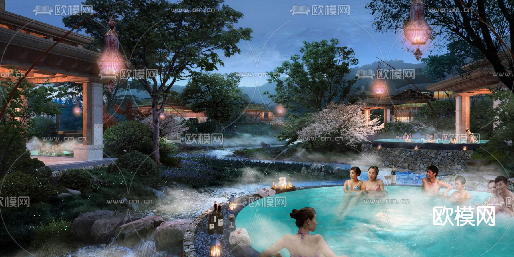 新中式温泉景观psd下载_ID12024701_3dmax免费模型-欧模网