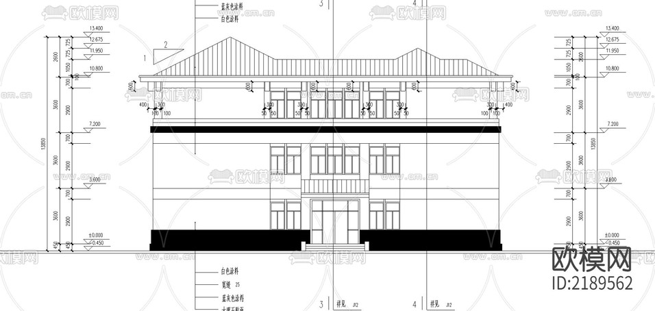 某中學藝術樓cad施工圖下載(渲染圖4)