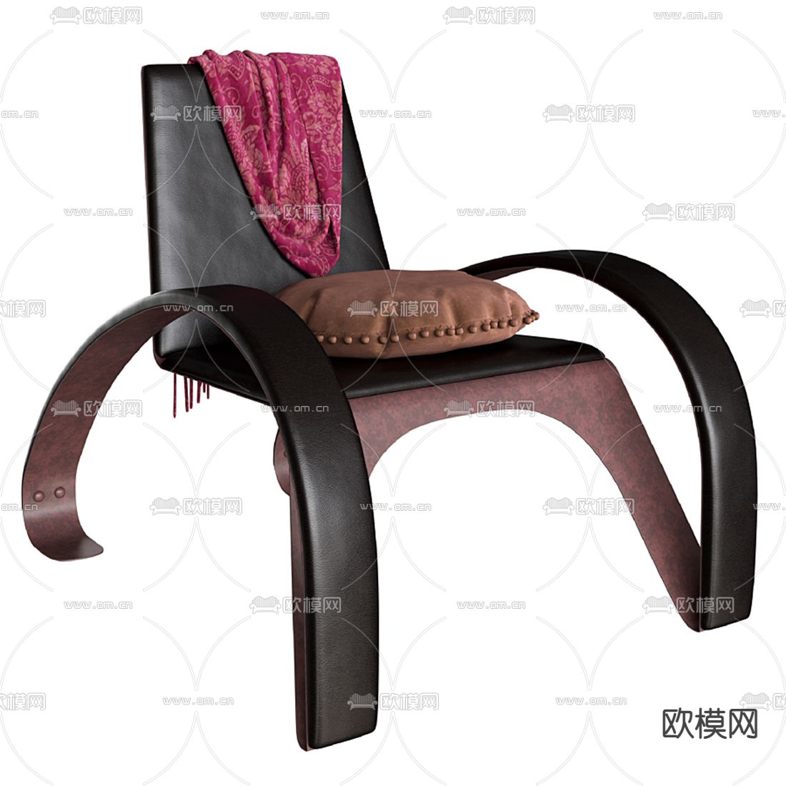 现代黑色弧形腿休闲椅3d模型下载_ID12027783_3dmax免费模型-欧模网