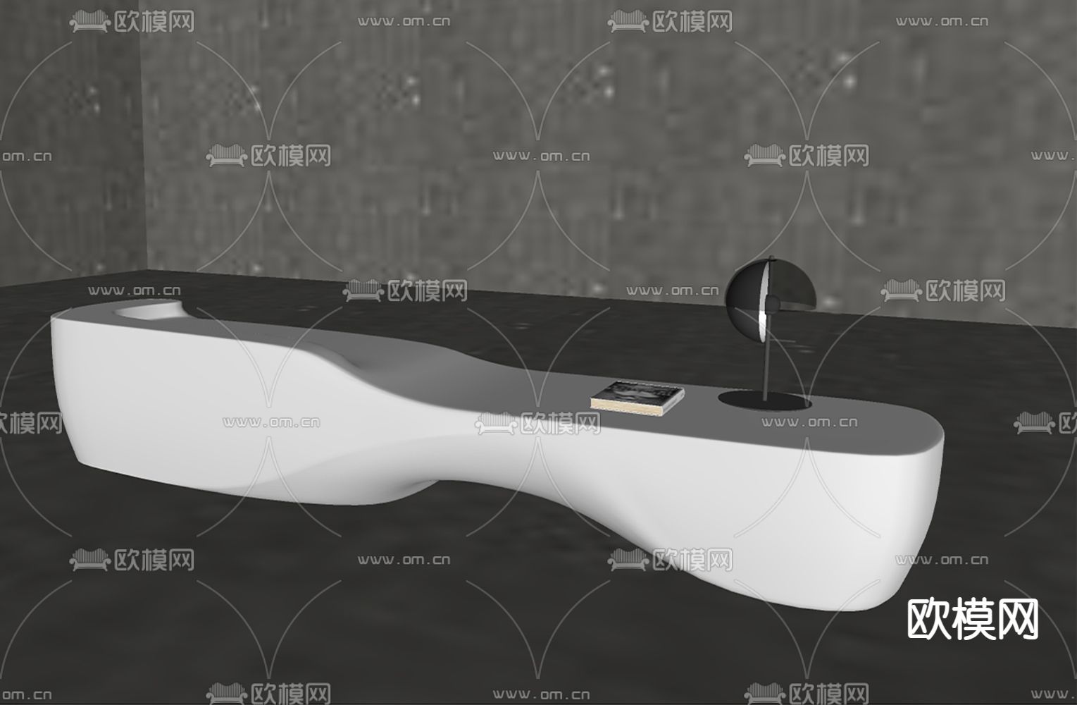现代异形接待台su模型下载（渲染图2）