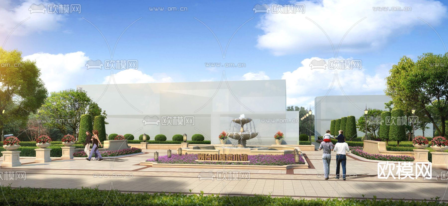 欧式广场景观psd下载