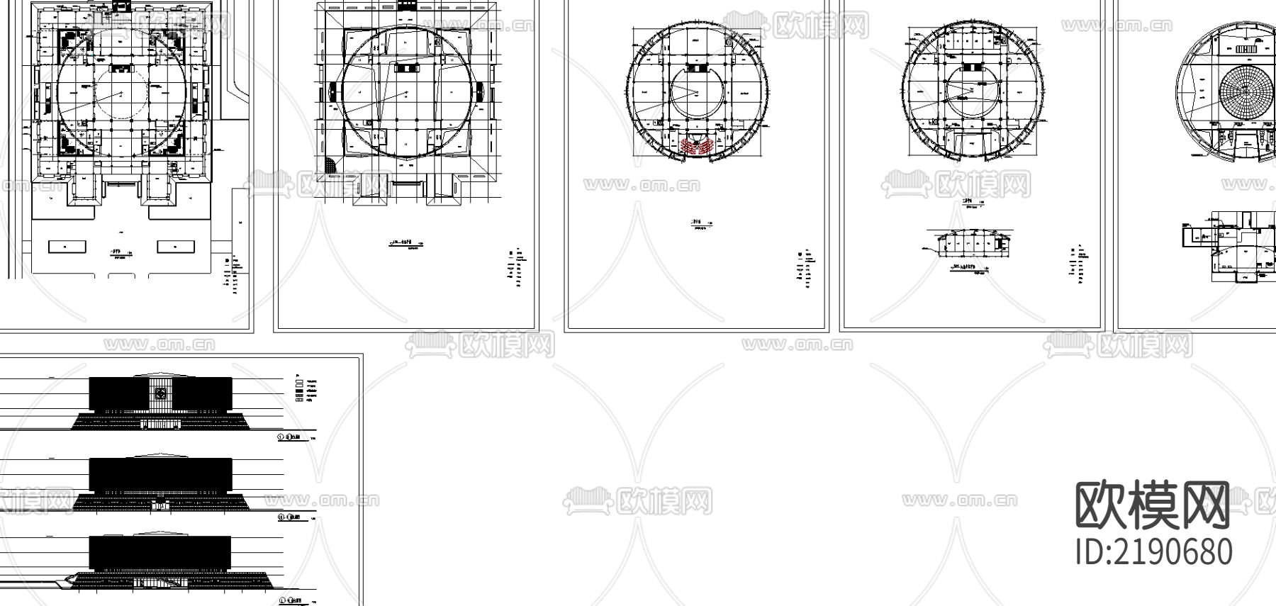 9887平米省博物馆建筑方案CAD施工图下载（渲染图2）