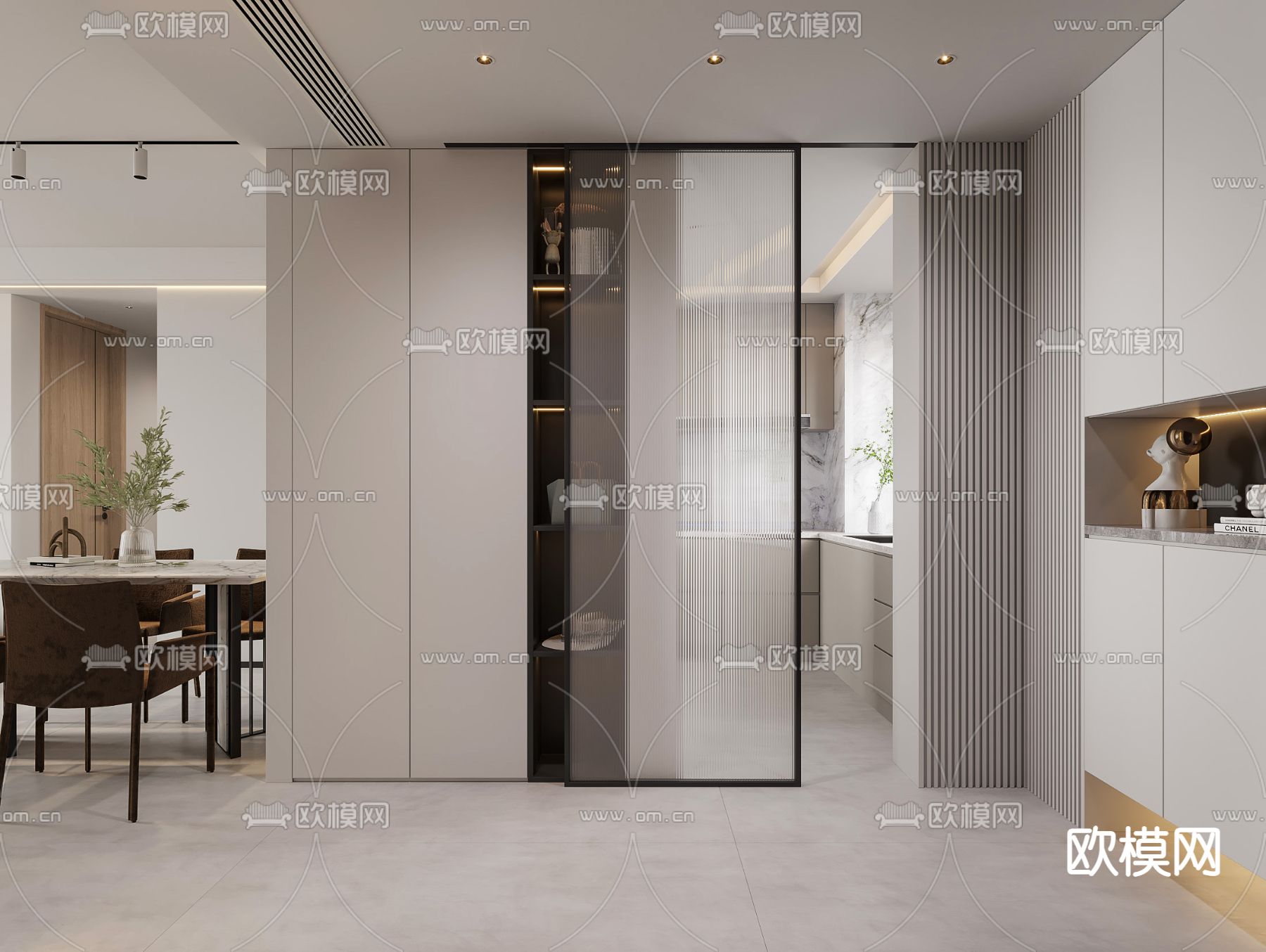 现代简约客厅餐厅3d模型
