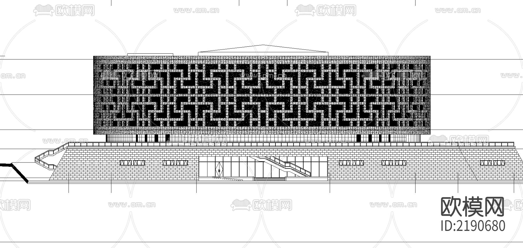 9887平米省博物馆建筑方案CAD施工图下载（渲染图1）
