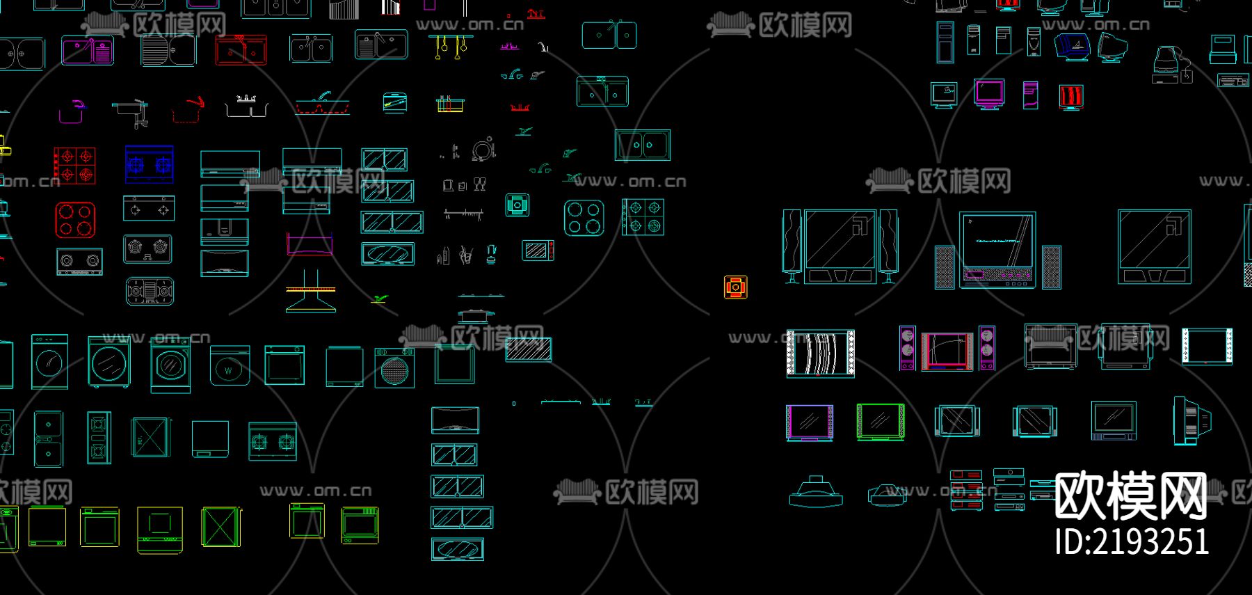 室内装饰品cad图库下载（渲染图1）
