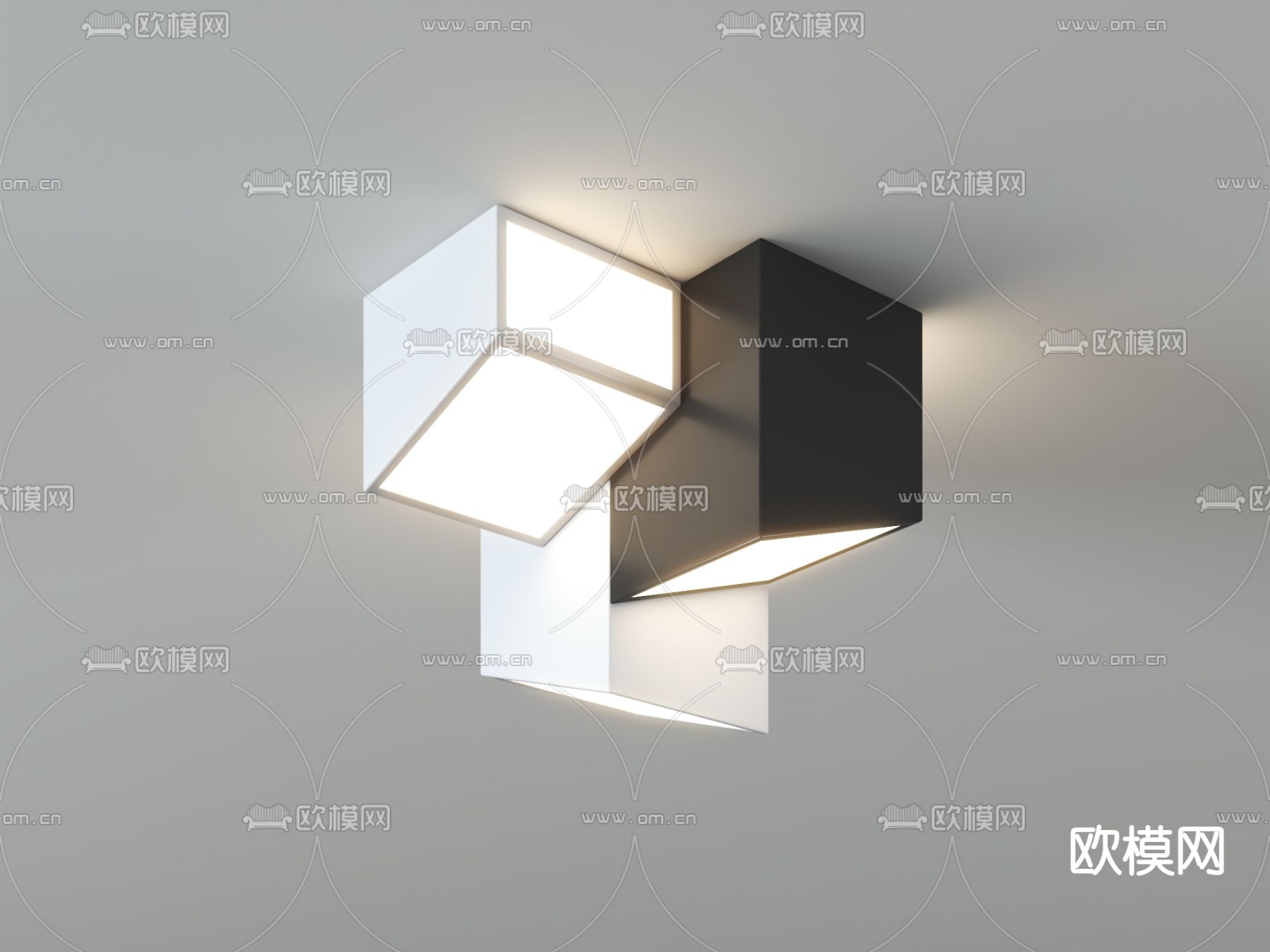 现代几何吸顶灯su模型下载（渲染图4）