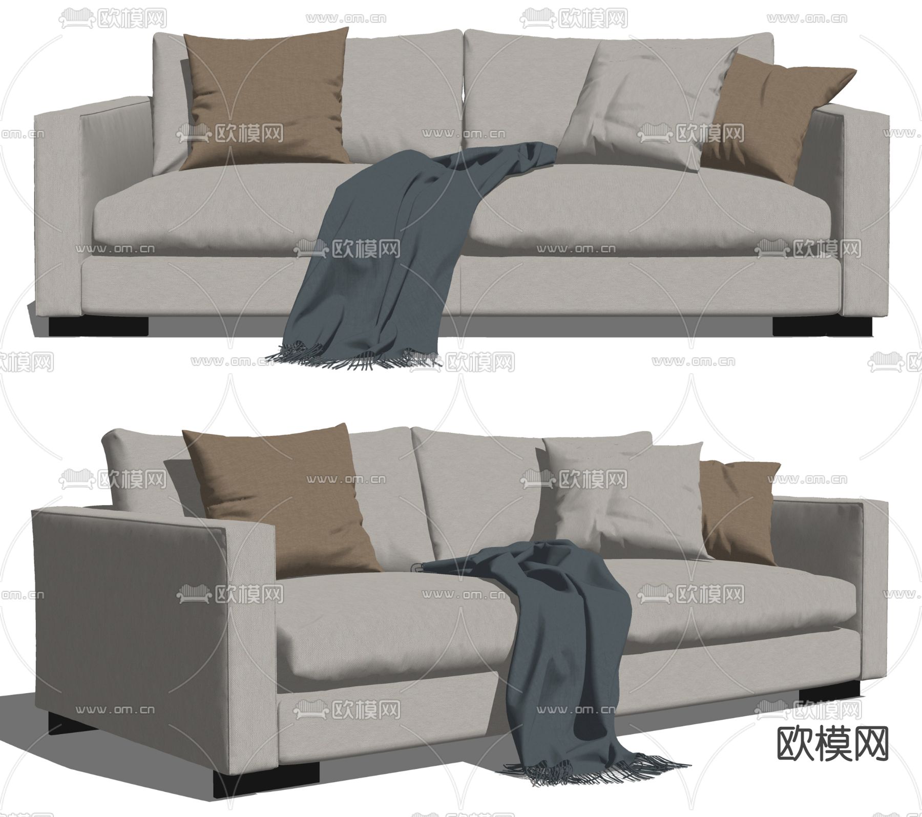 Flexform现代布艺双人沙发su模型