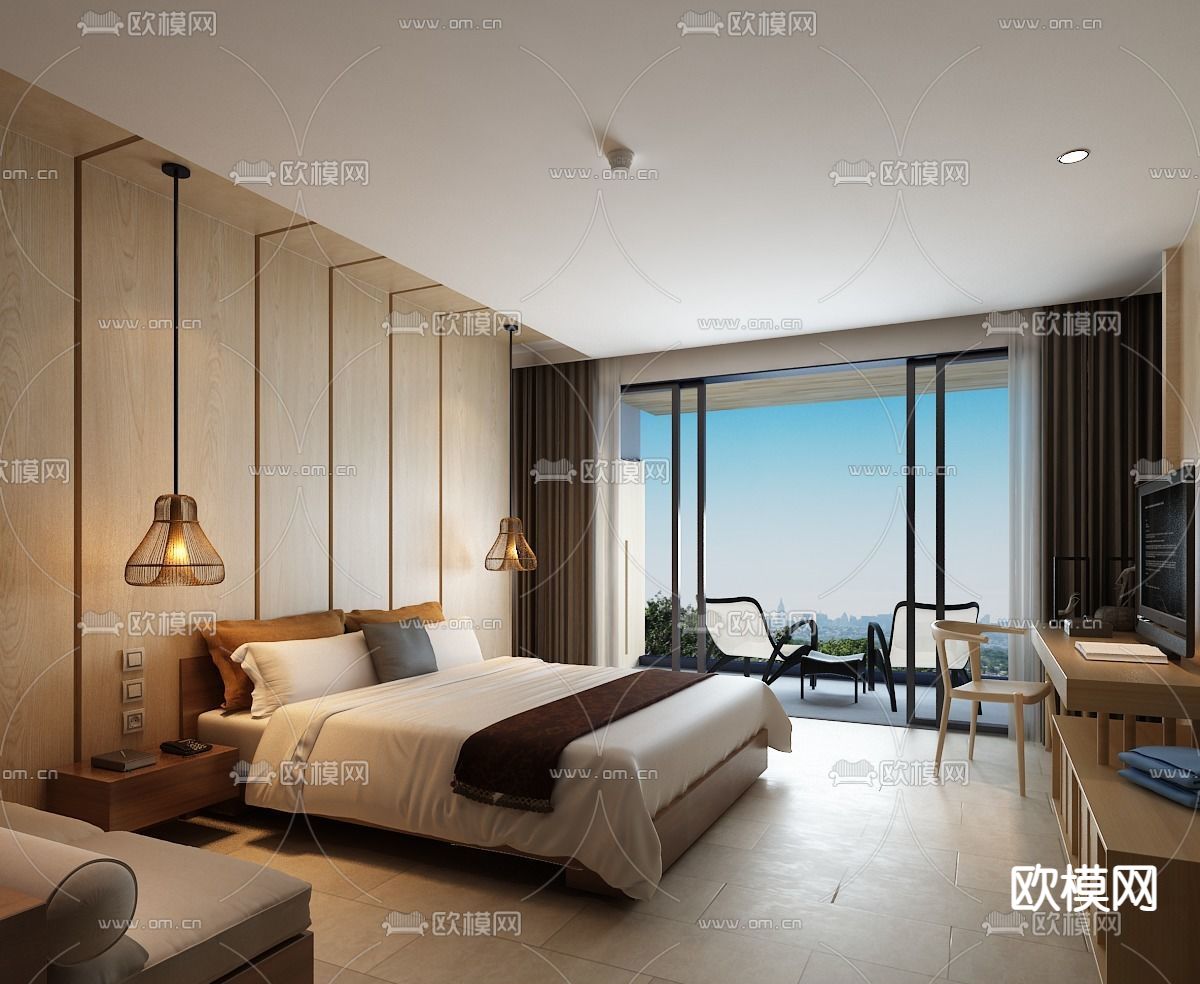 现代简约酒店包间免费3d模型下载