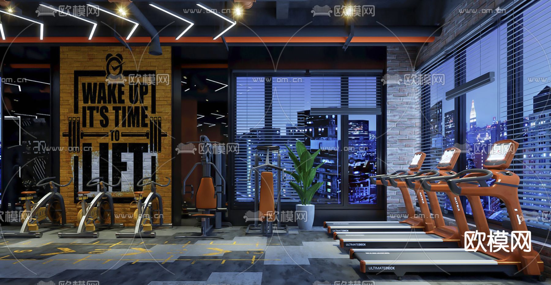 工业风健身房su模型下载（渲染图2）