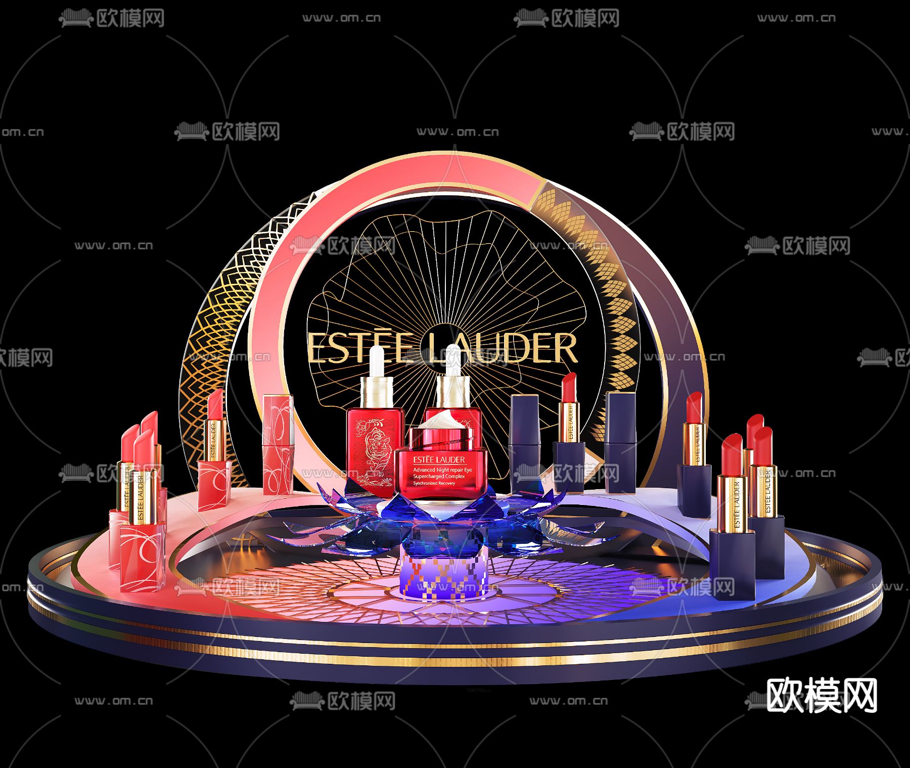 现代护肤美容陈列展示道具架3d模型下载（渲染图2）