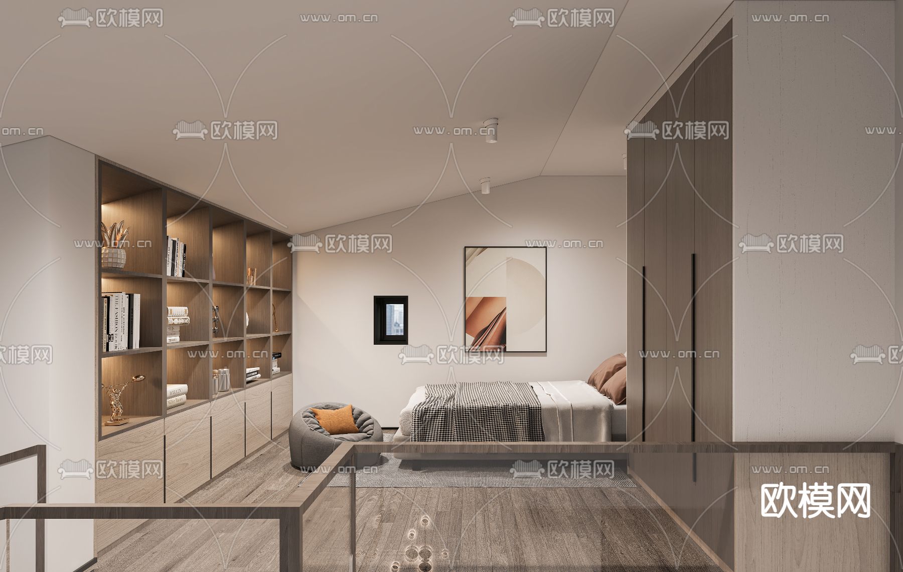 北欧LOFT公寓免费3d模型下载（渲染图2）