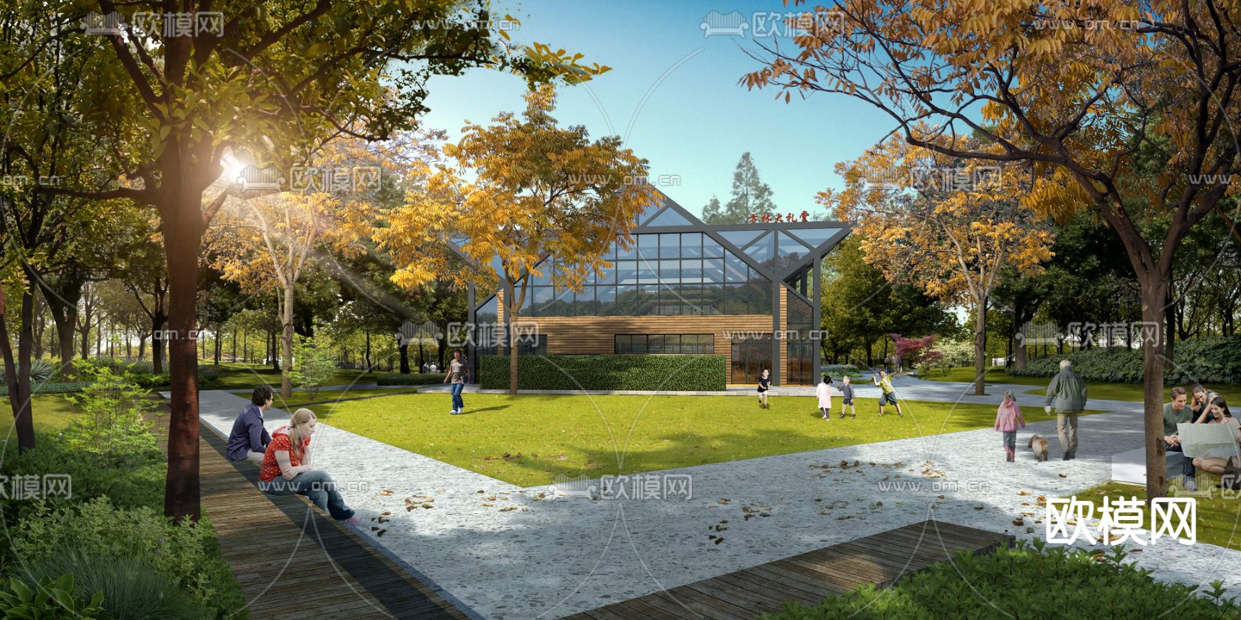 现代广场景观psd下载