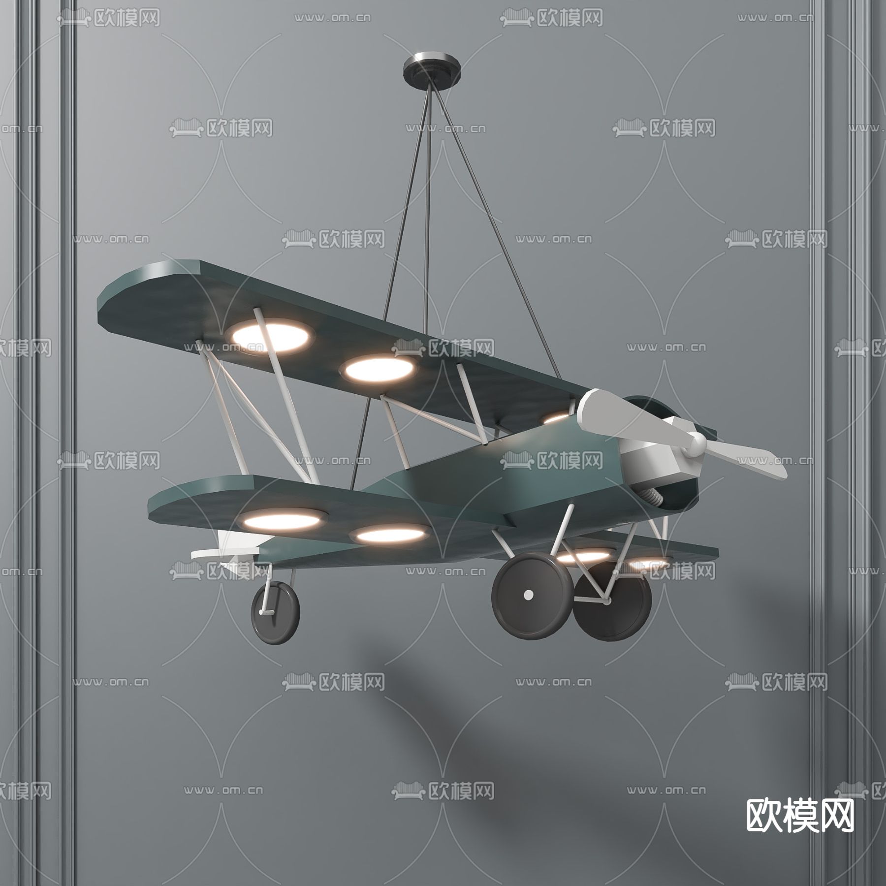 现代儿童飞机吊灯su模型