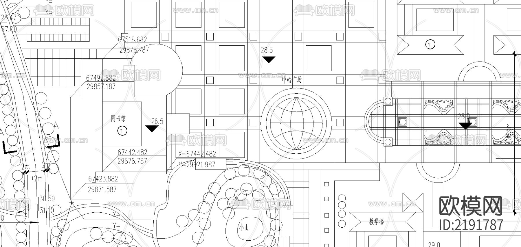 某大学东湖分校新校区总平面CAD施工图下载（渲染图3）
