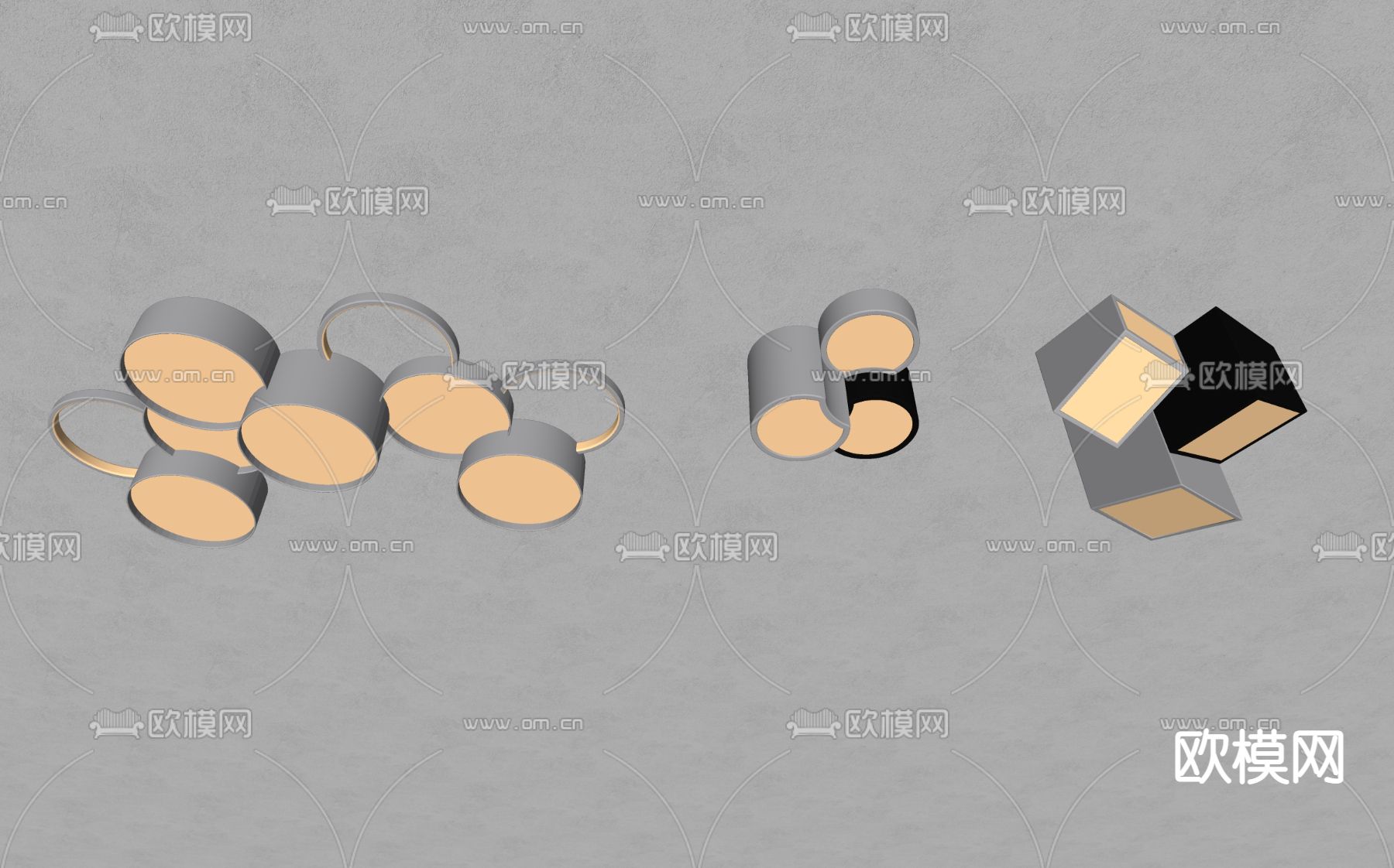 现代几何吸顶灯su模型下载（渲染图5）