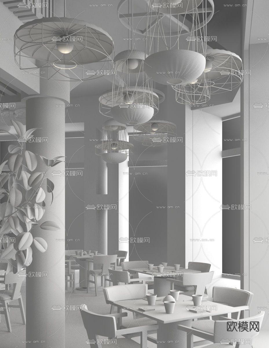 Yabu Pushelberg 现代酒店西餐厅3d模型