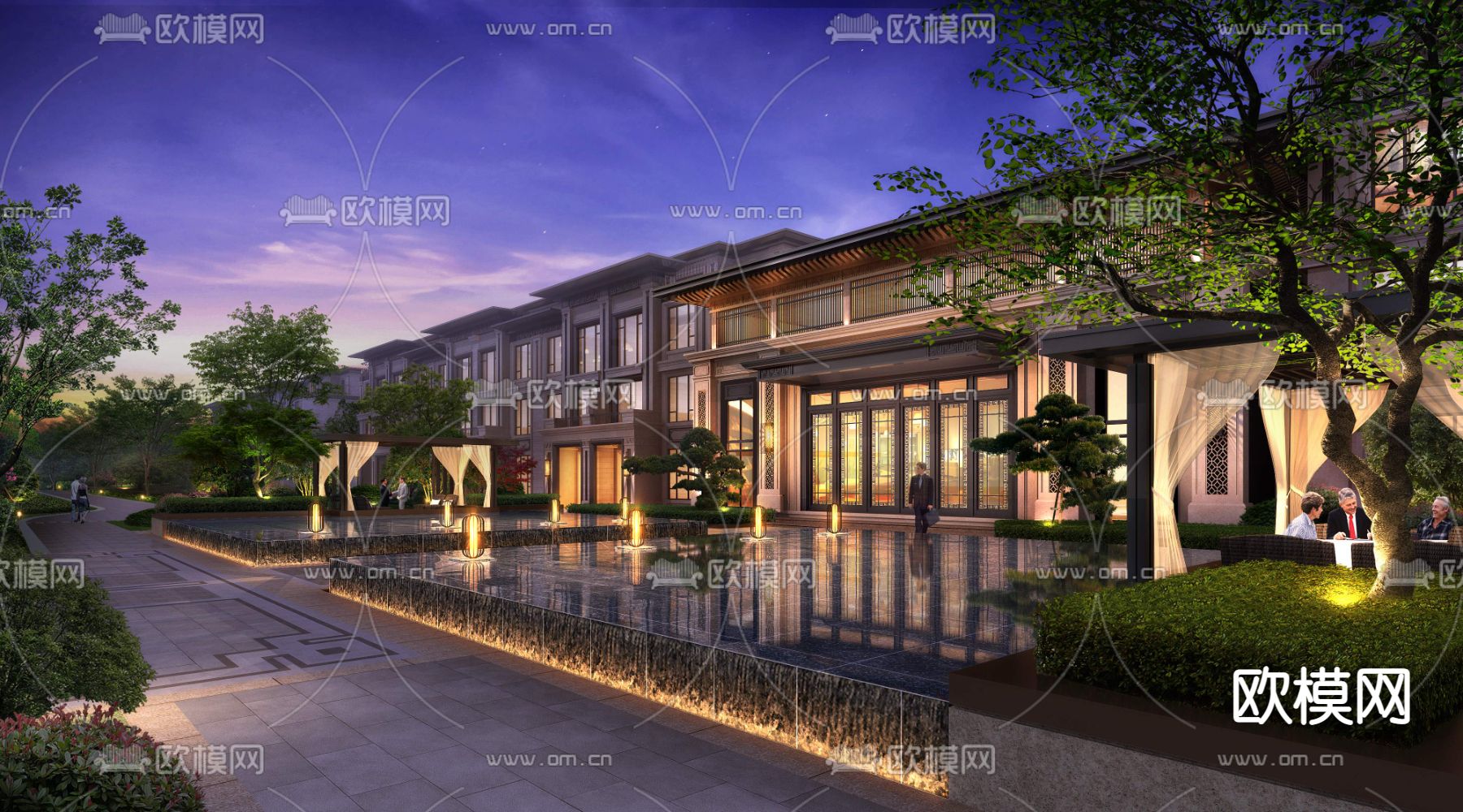 新中式售楼部入口景观psd下载