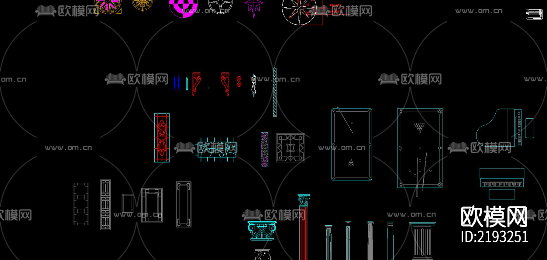 室内装饰品cad图库下载（渲染图2）