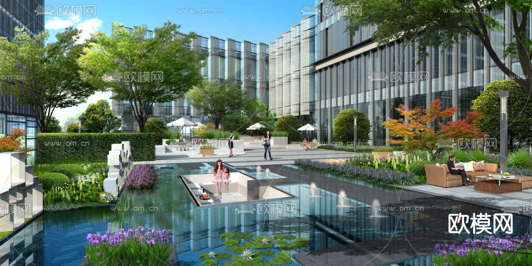 现代广场景观psd下载