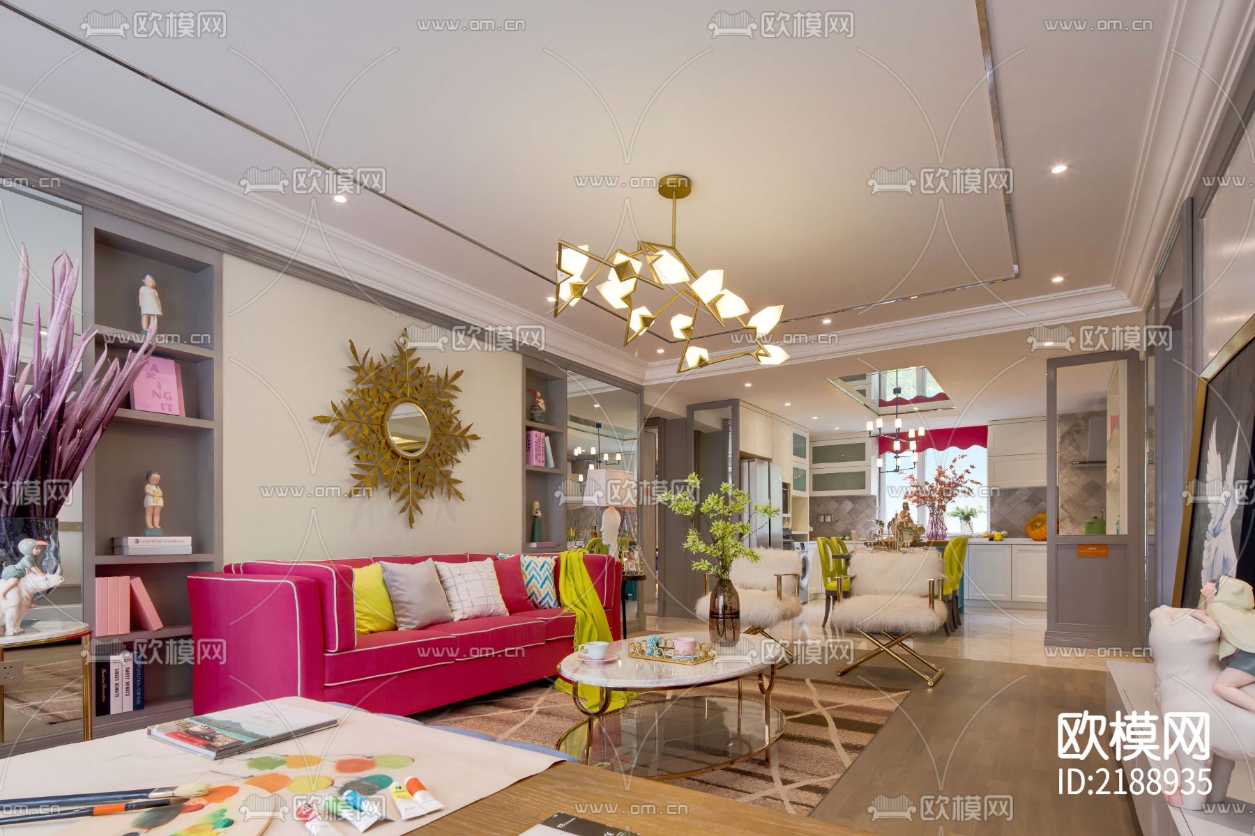 欧式大平层豪宅CAD平面图下载（渲染图8）