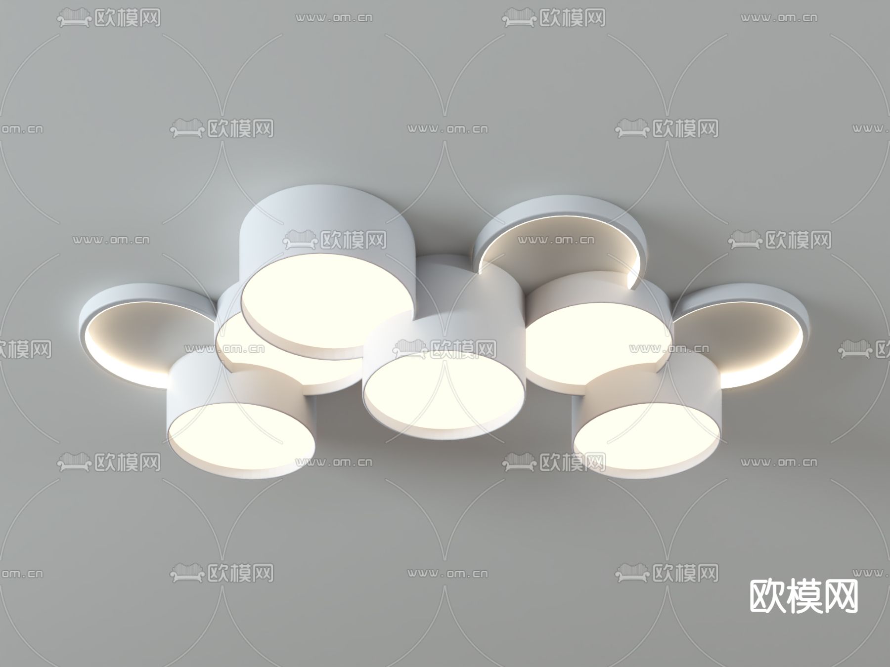 现代几何吸顶灯su模型下载（渲染图2）