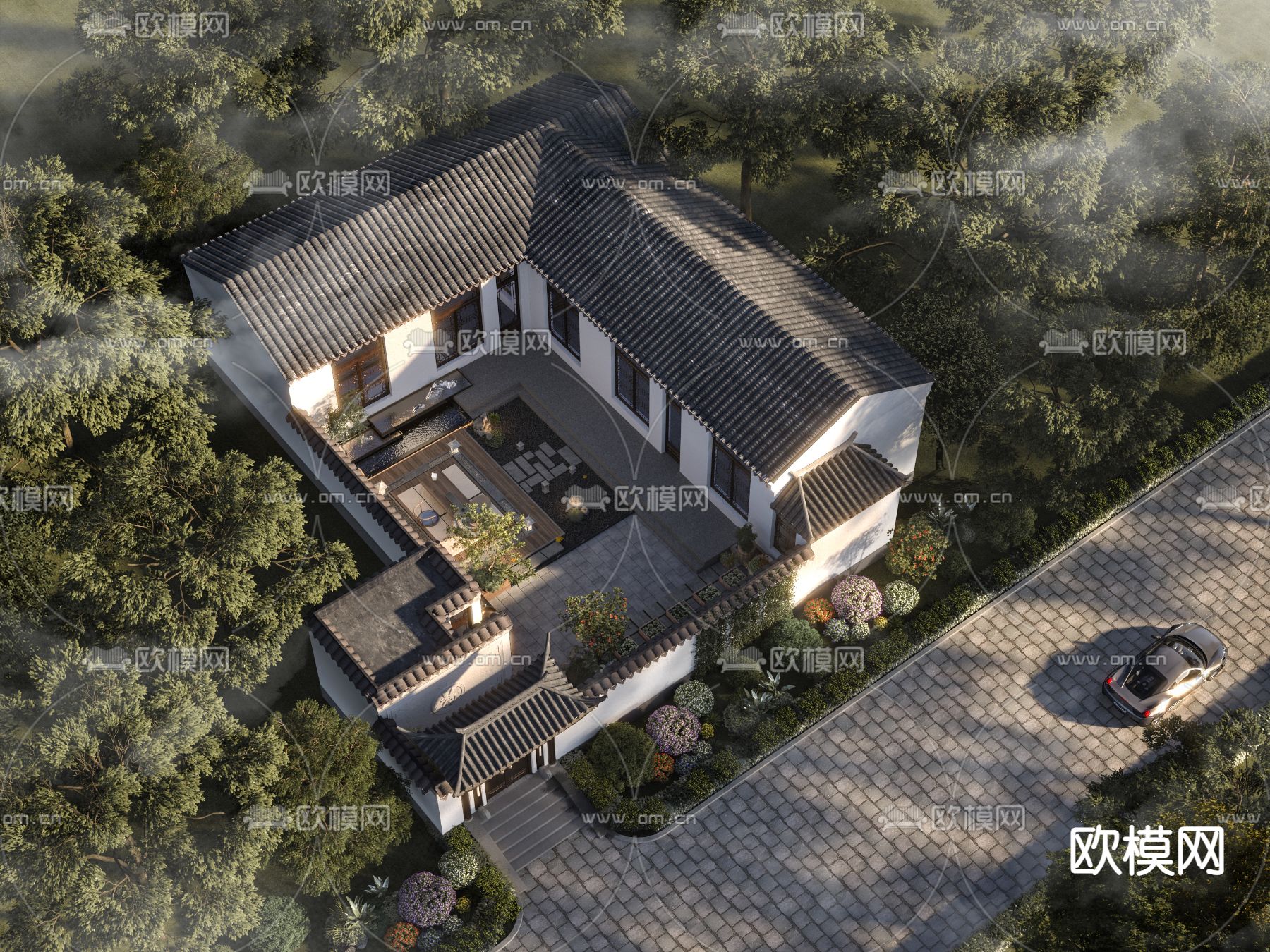 中式古建四合院3d模型