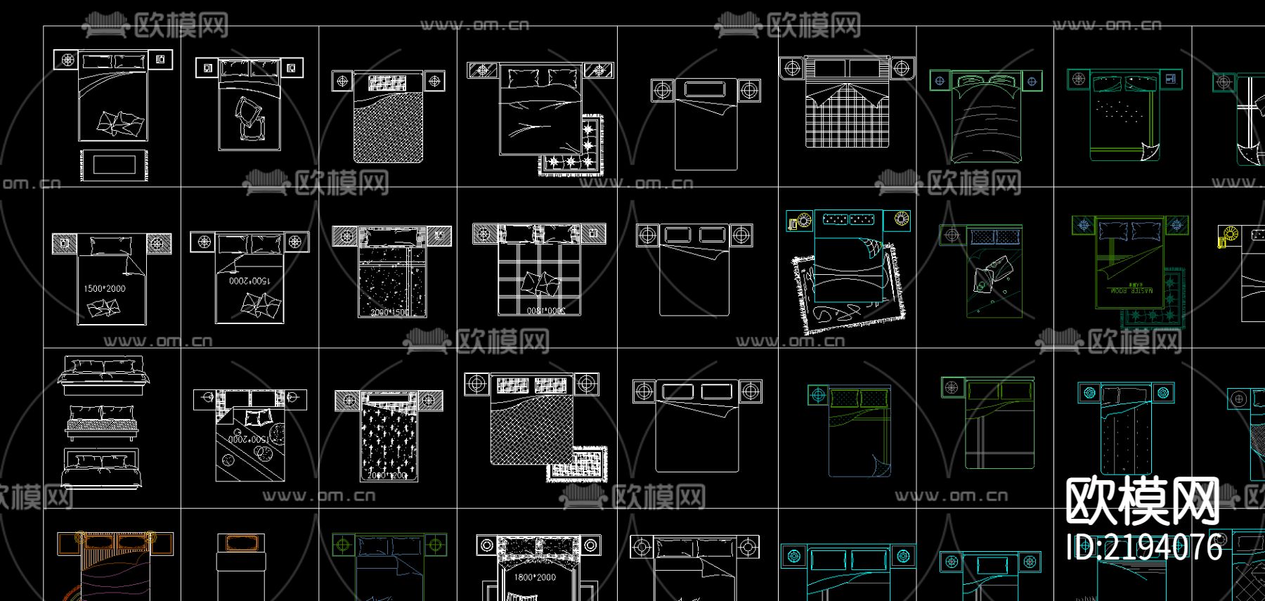 床具cad图库下载（渲染图1）