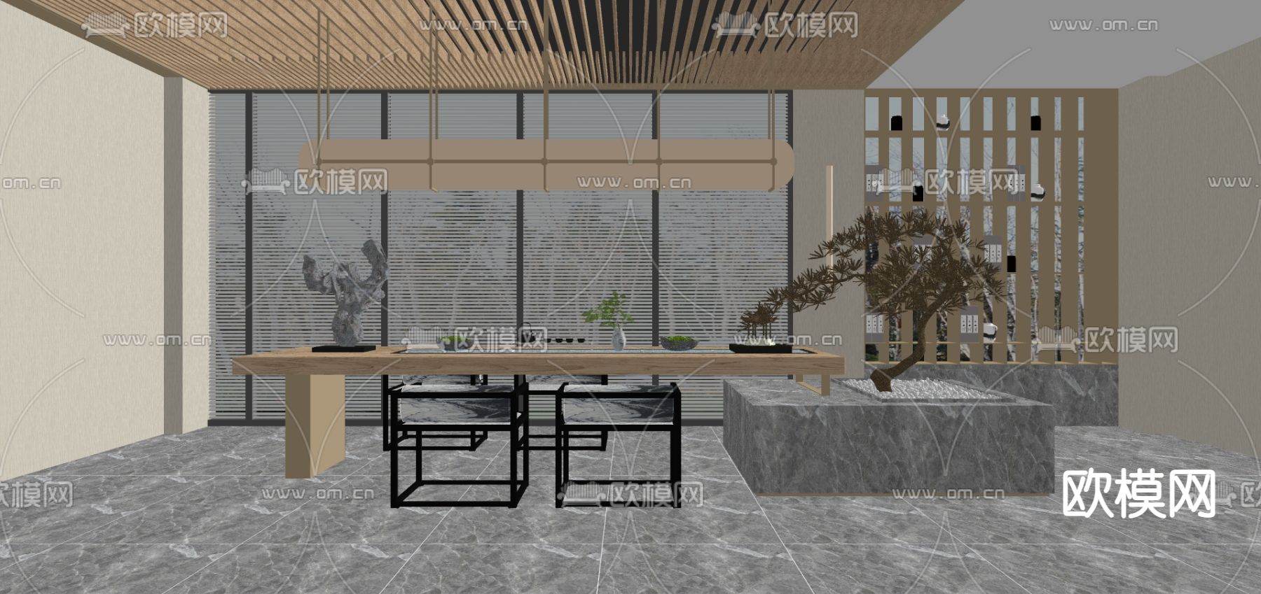 日式茶室su模型下载