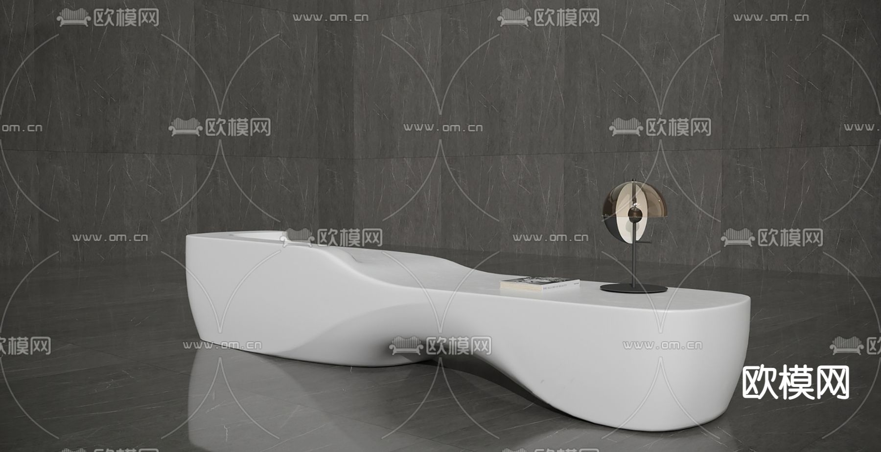 现代异形接待台su模型下载（渲染图1）