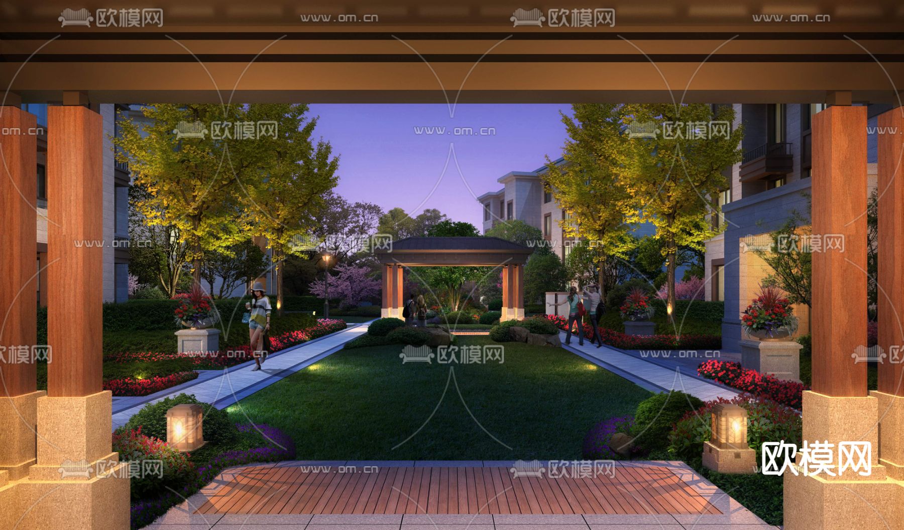 简欧小区景观psd下载