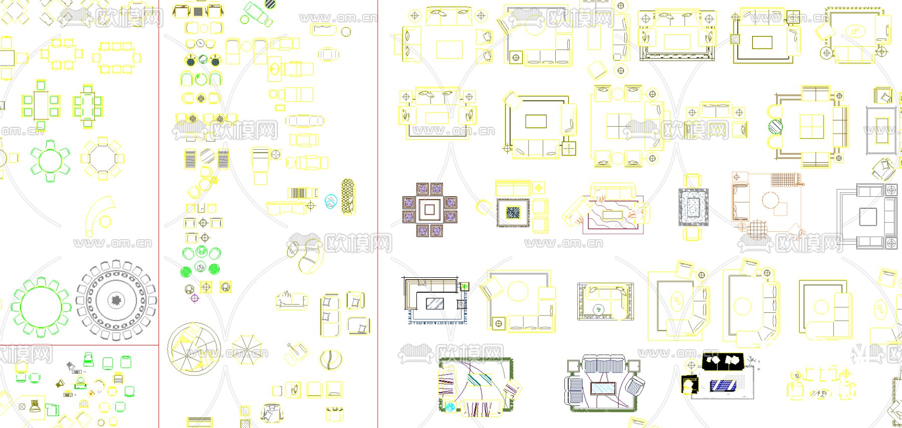 室内装饰图块cad图库下载（渲染图2）