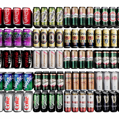  现代灌装啤酒可乐汽水su模型 