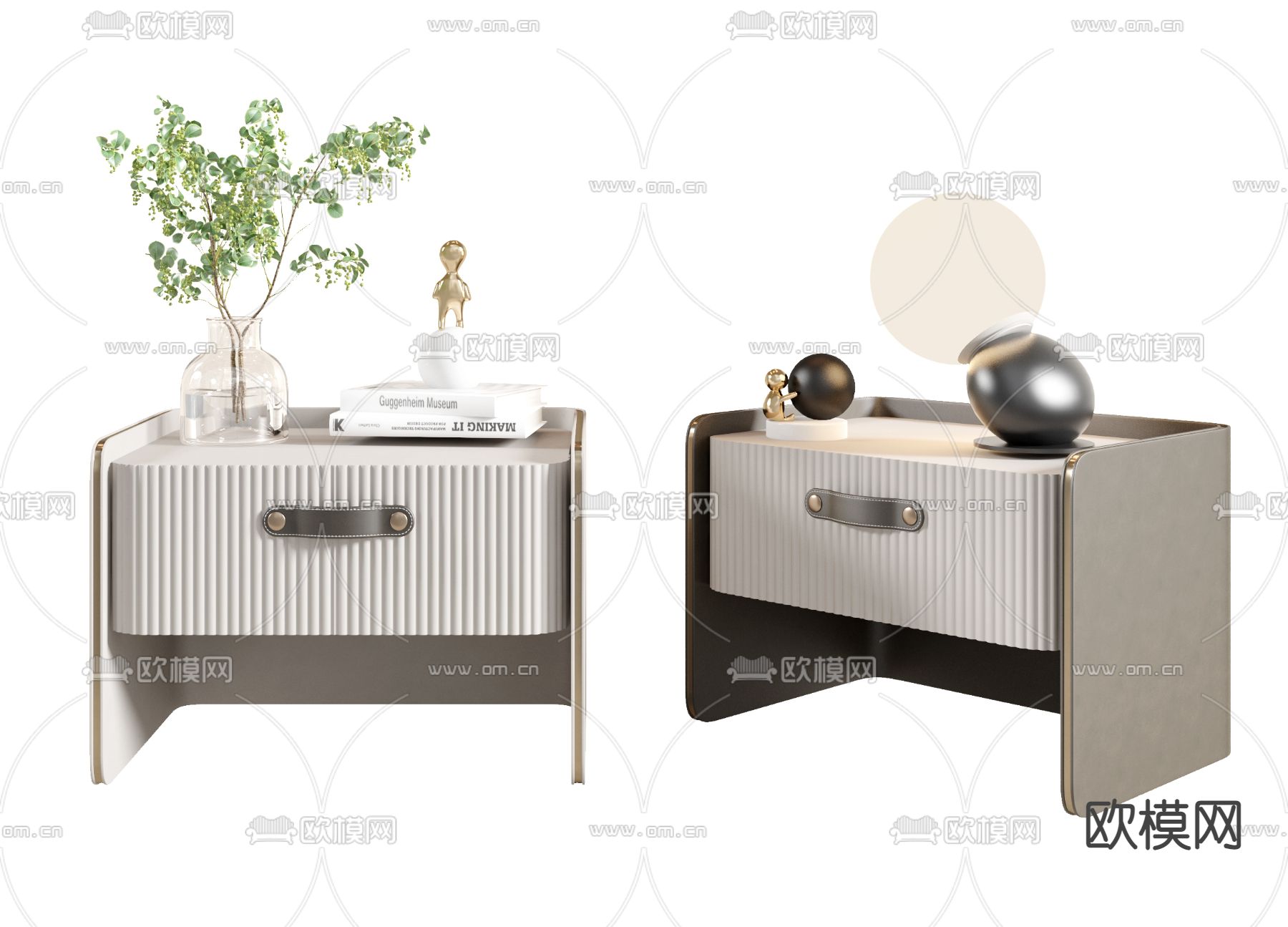 现代轻奢床头柜3d模型下载