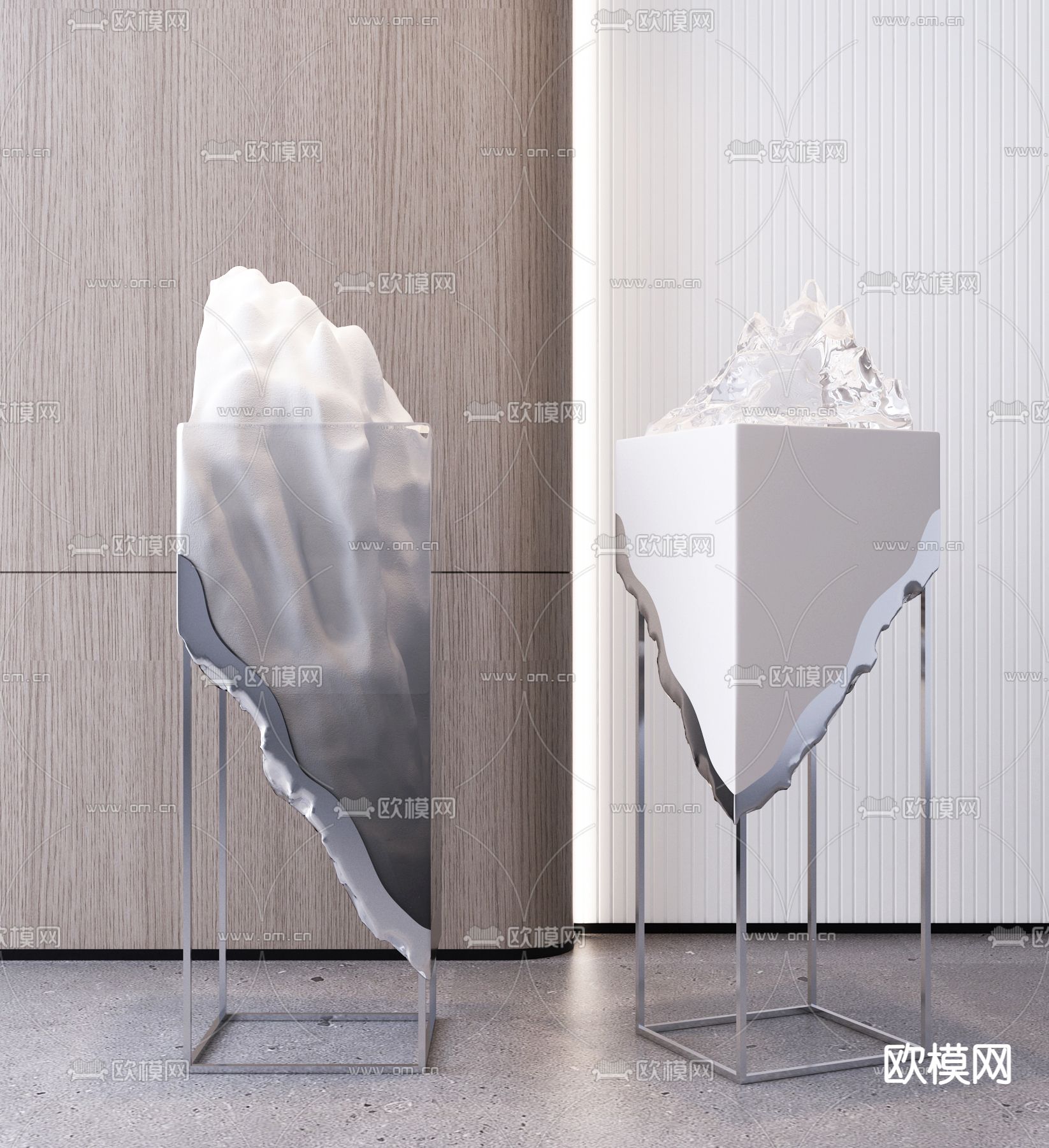 现代金属冰山雕塑3d模型下载_ID12026544_3dmax免费模型-欧模网