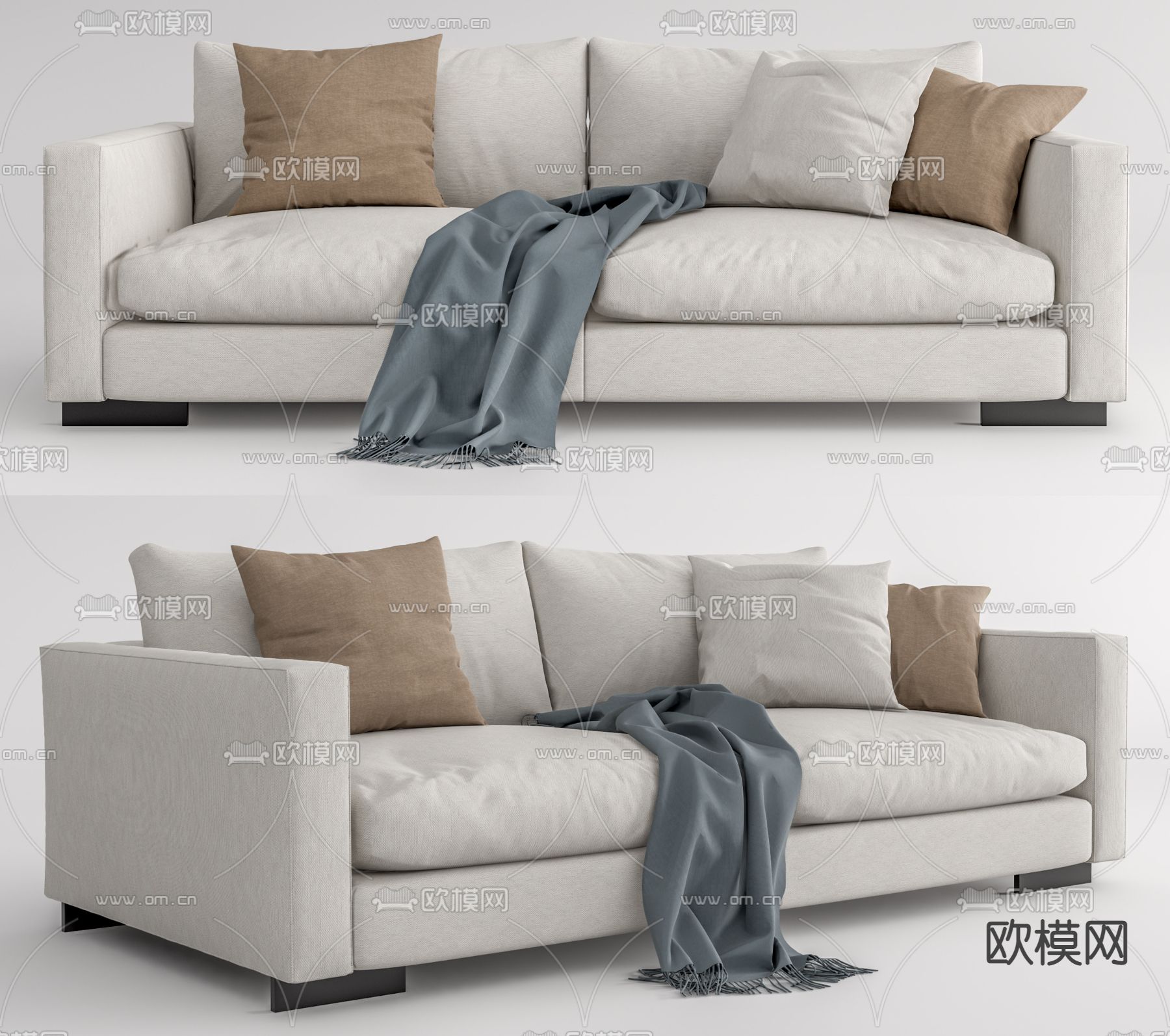Flexform现代布艺双人沙发su模型