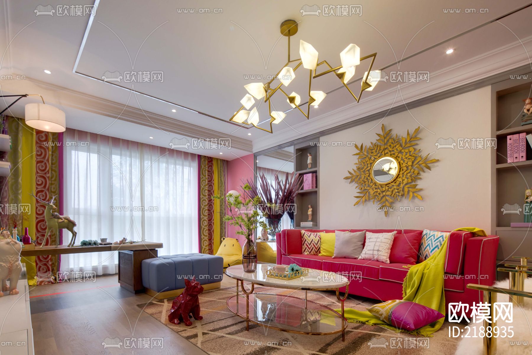 欧式大平层豪宅CAD平面图下载（渲染图5）