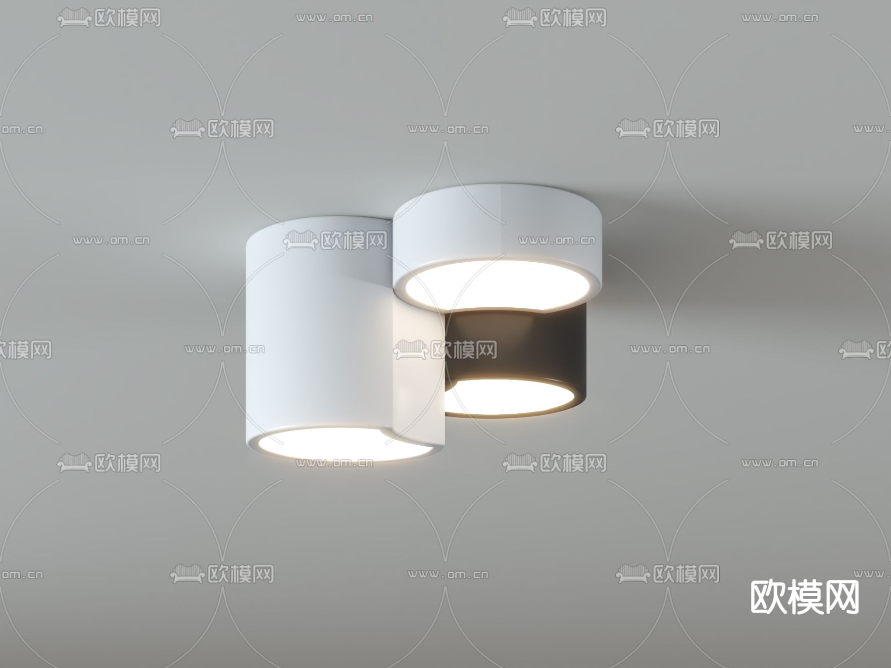 现代几何吸顶灯su模型下载（渲染图3）