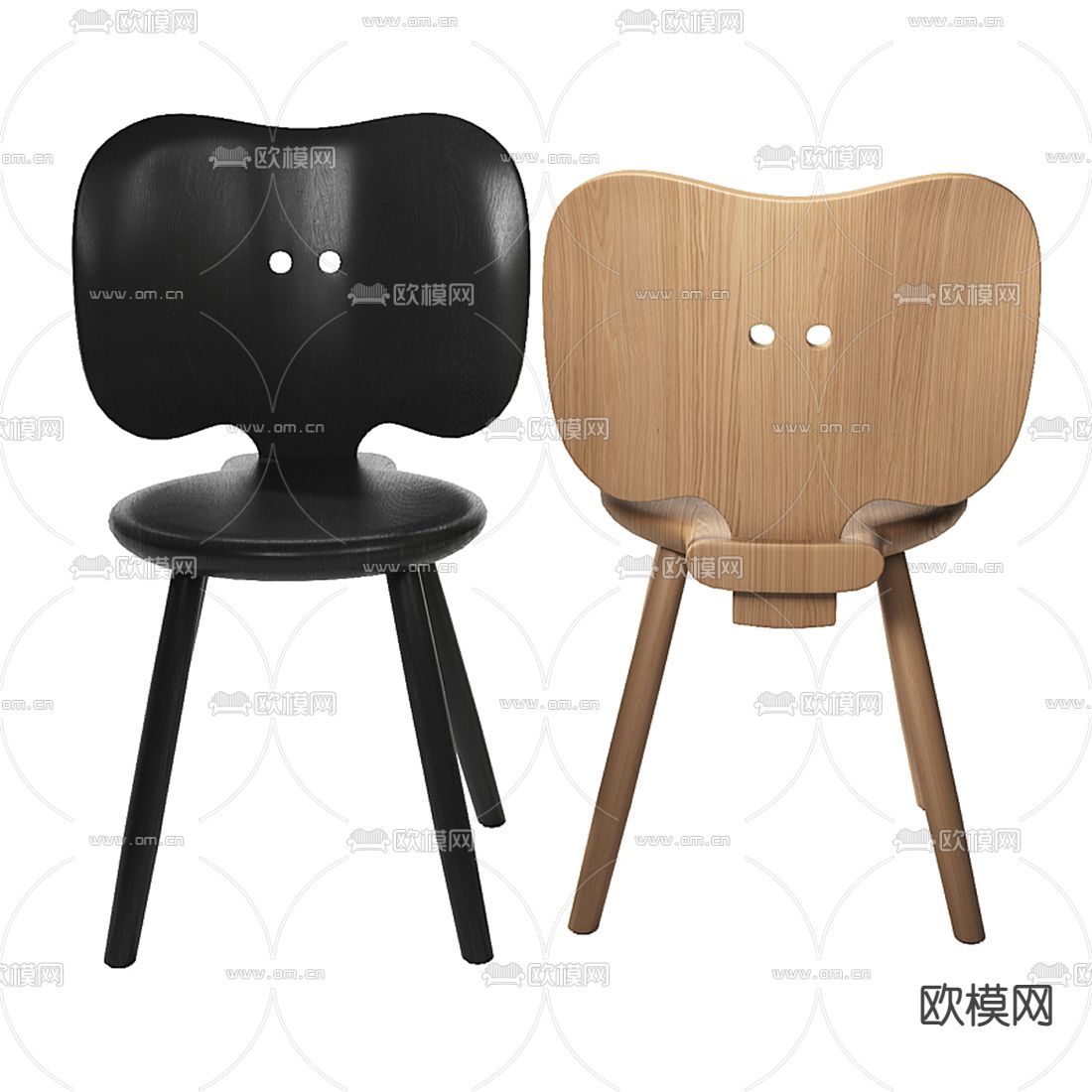 北欧原木单椅3d模型下载（渲染图3）