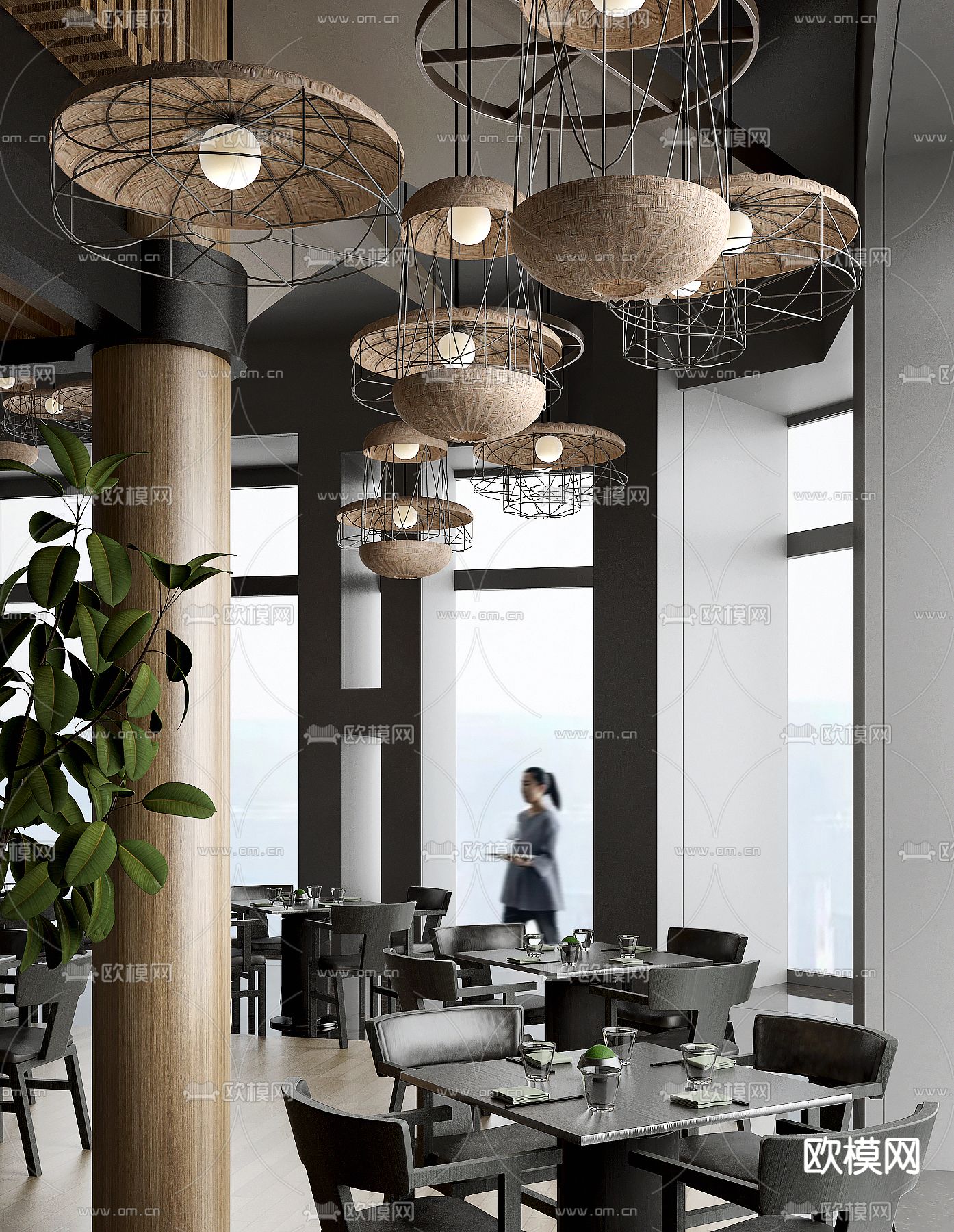 Yabu Pushelberg 现代酒店西餐厅3d模型