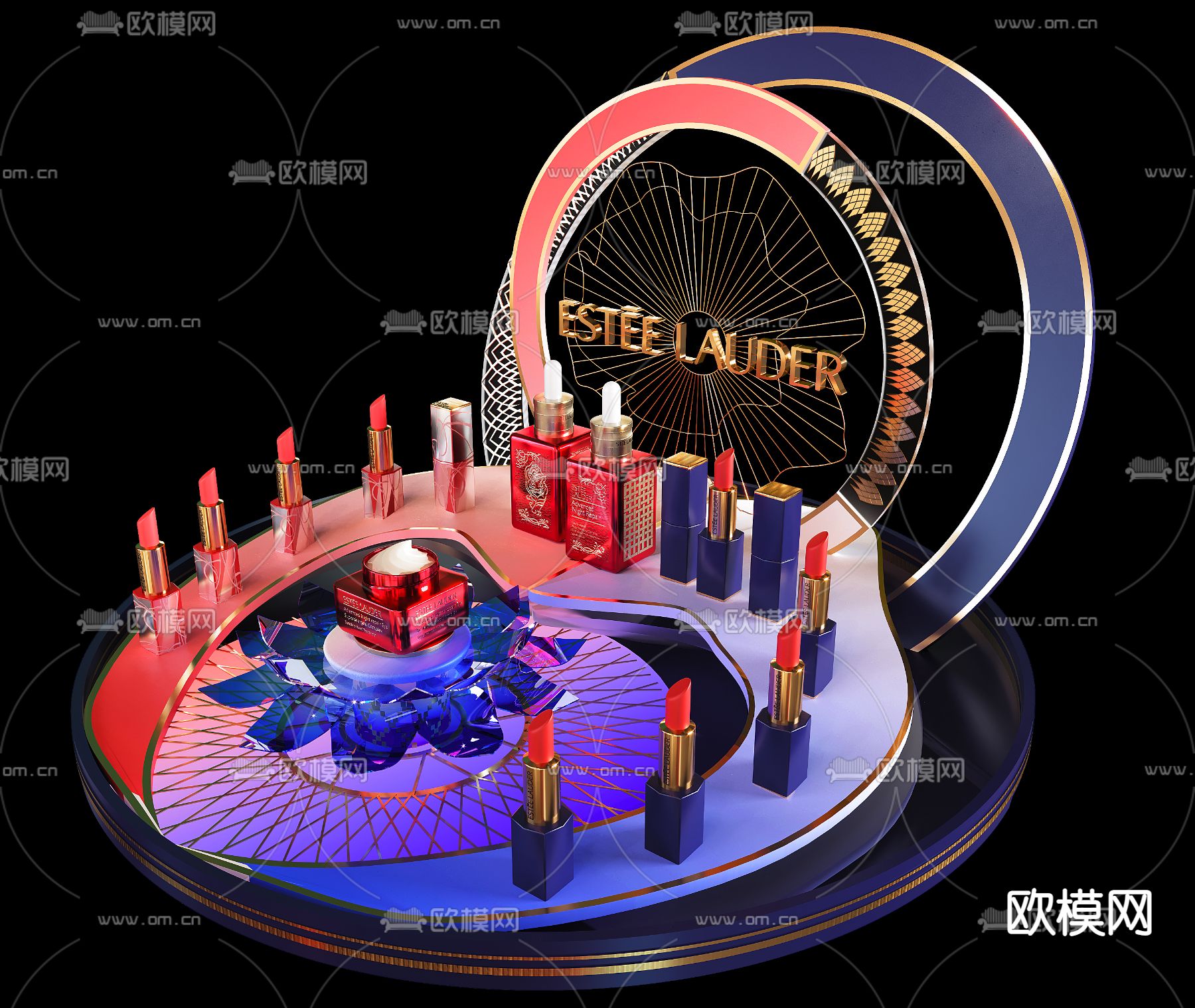 现代护肤美容陈列展示道具架3d模型下载（渲染图3）