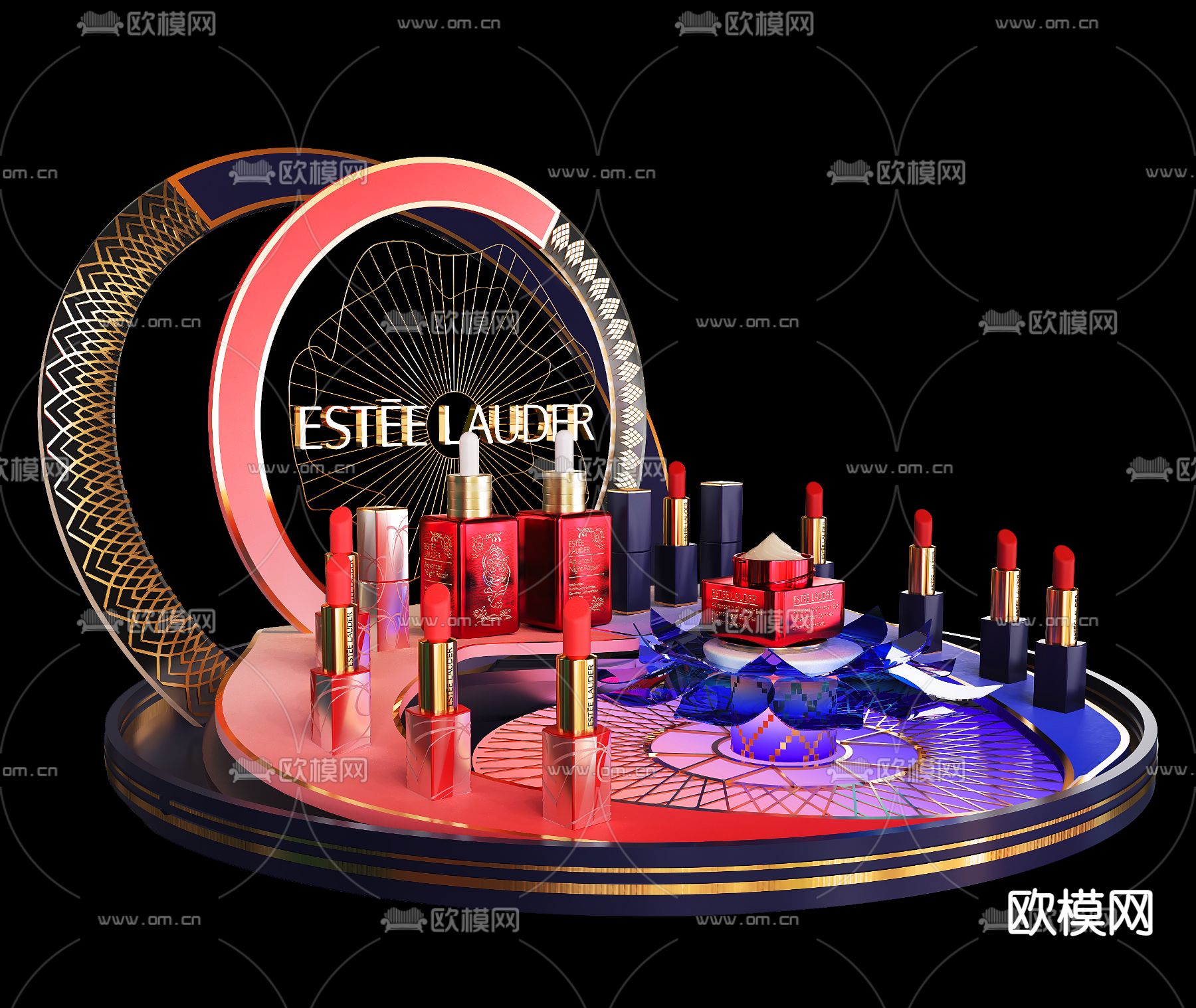 现代护肤美容陈列展示道具架3d模型下载（渲染图4）